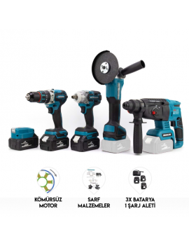 Beşli Set MK350 (Power Bank Led 13mm Ç.Mandren+S.Sıkma+Ş.Spral+Ş.Hilti)